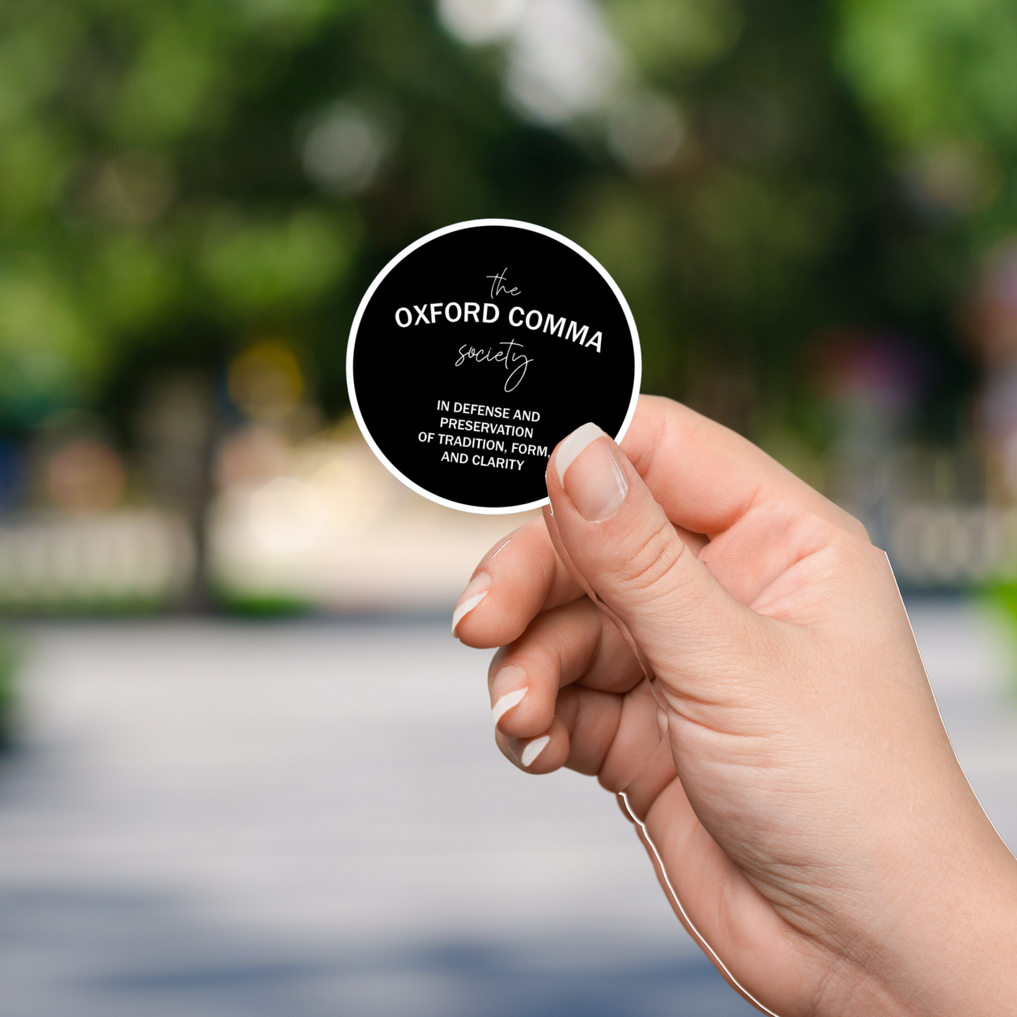 The Oxford Comma Society Die Cut Sticker