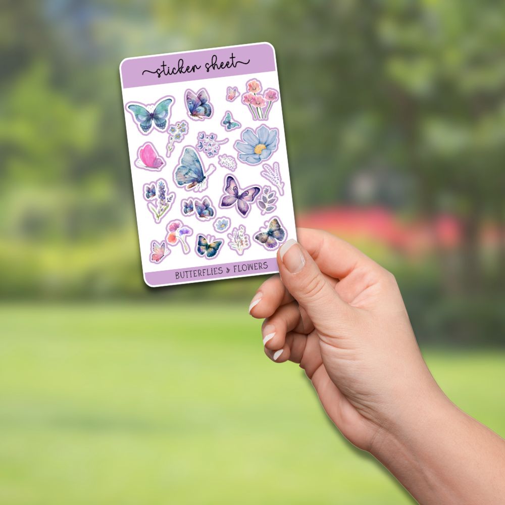 Butterflies and Flowers Sticker Sheet