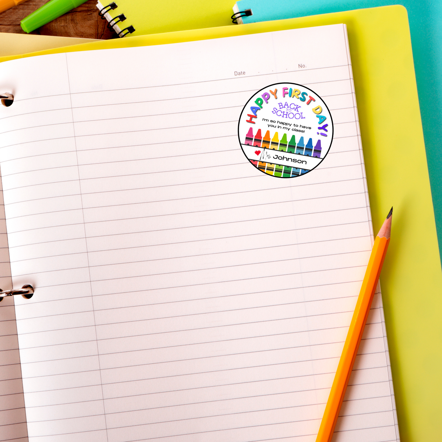 Personalized Teacher Stickers - Happy First Day Back to School!