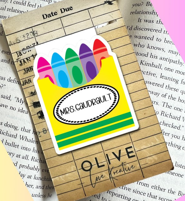 Personalized Crayon Box Magnetic Bookmark