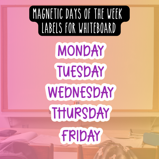 Days of the Week (M-F) Magnetic Labels with White Background