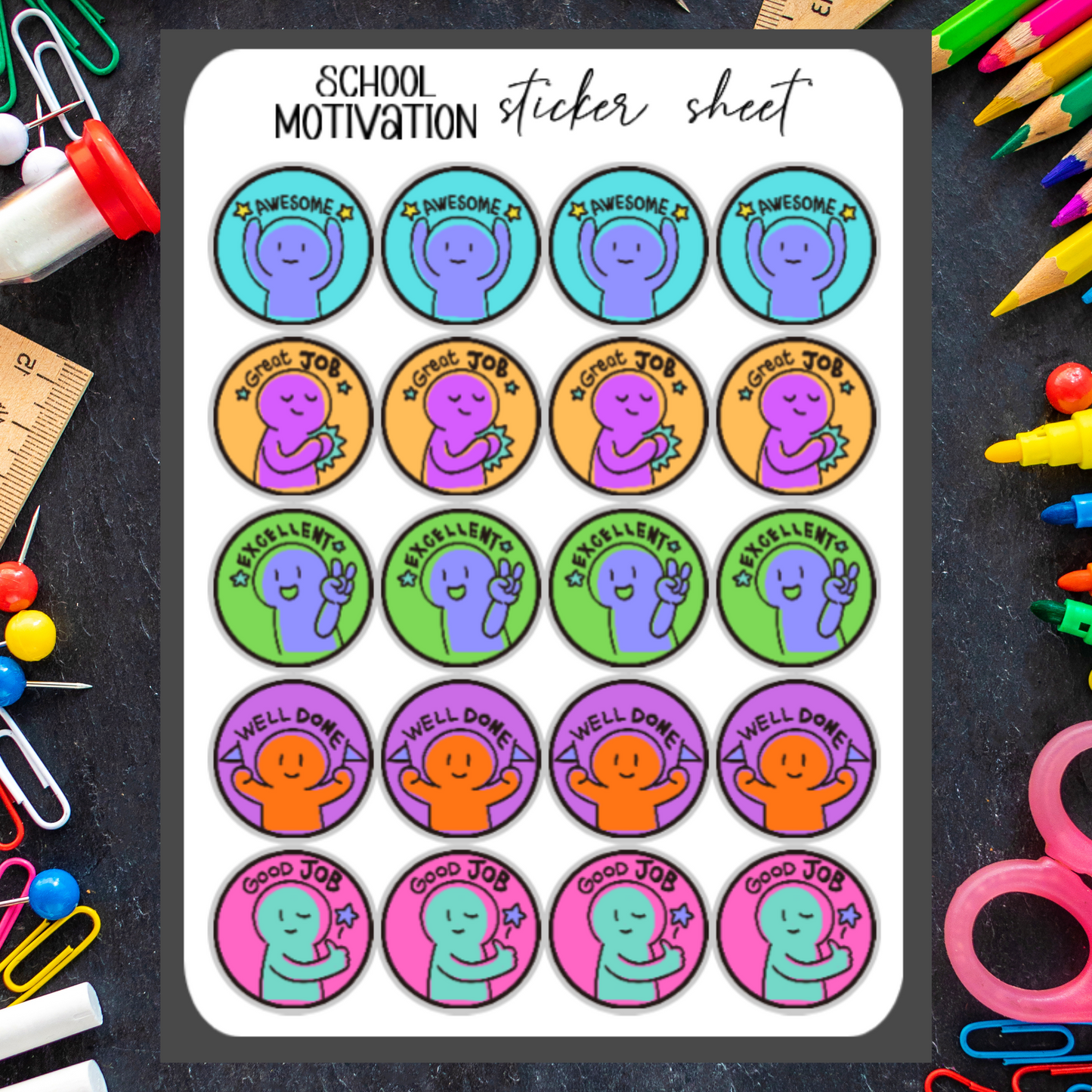 You Got This! Teacher Reward Student Motivation Sticker Sheet