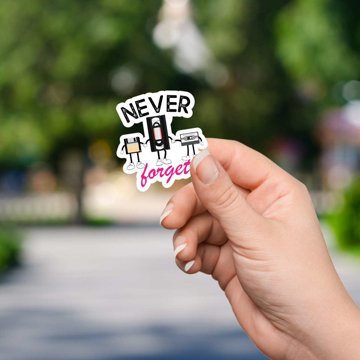 Forgetting Sticker 80s Inspired: Never Forget Die Cut Sticker – Olive Love Kreative