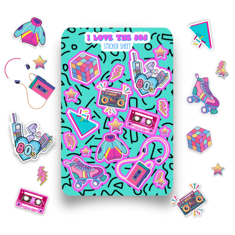 I Love the 80s Holographic Sticker Sheet