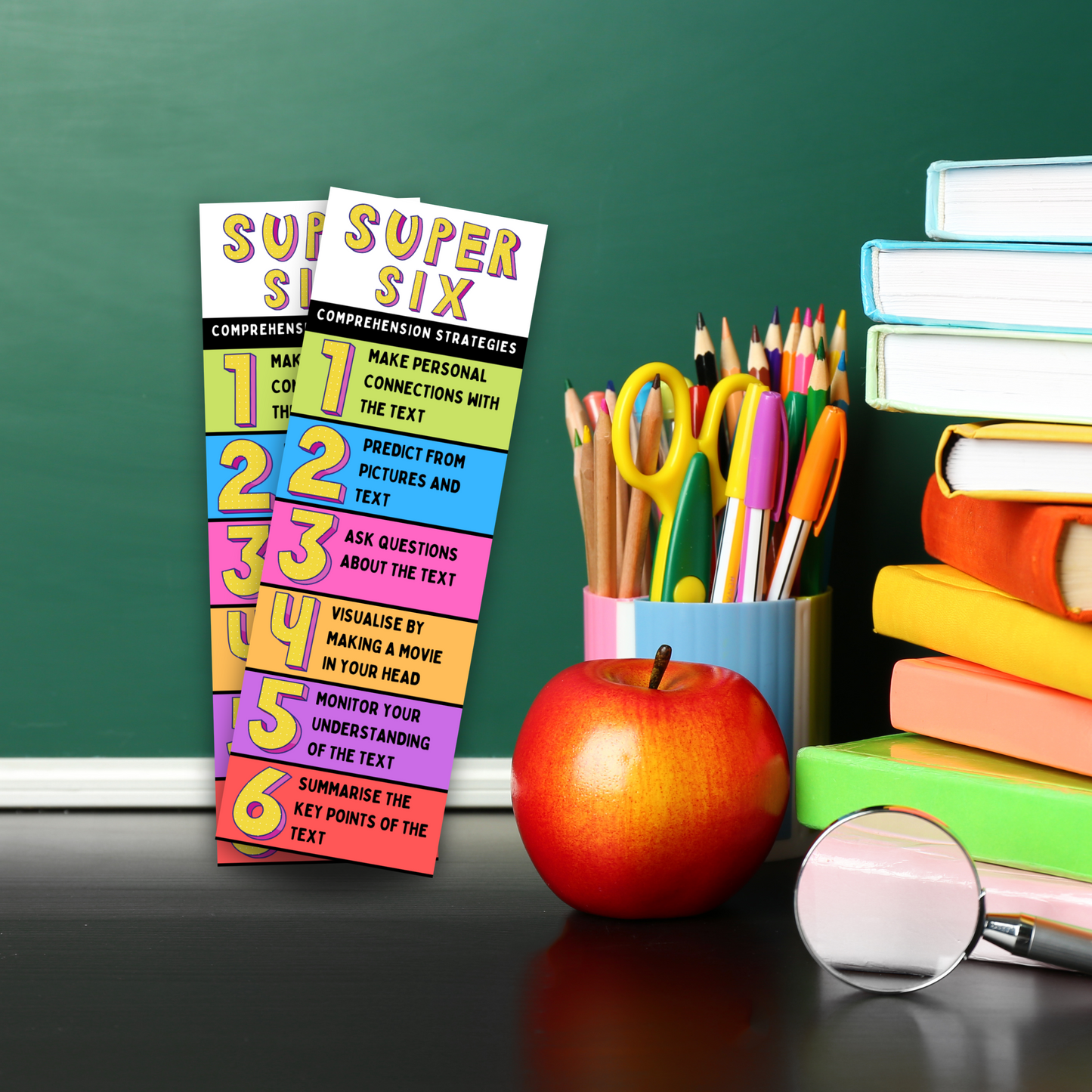 Super Six: Comprehension Strategies Bookmark