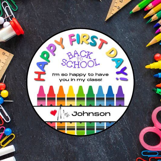 Personalized Teacher Stickers - Happy First Day Back to School!