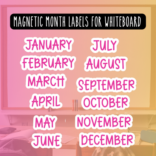 Months of the Year Magnetic Labels with White Background