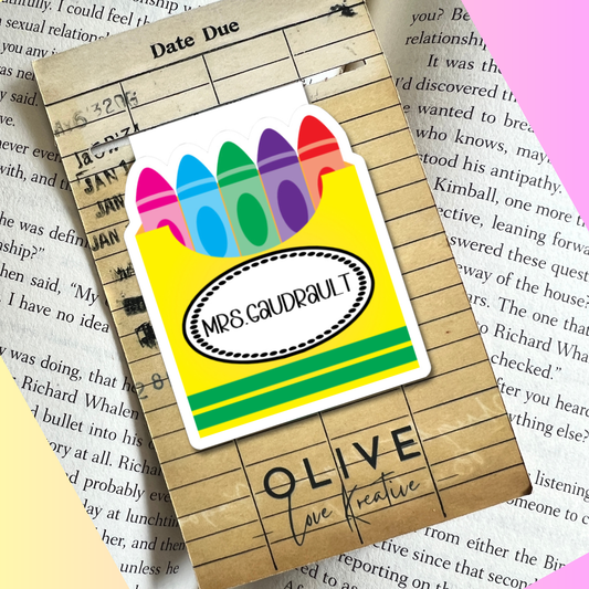 Personalized Crayon Box Magnetic Bookmark