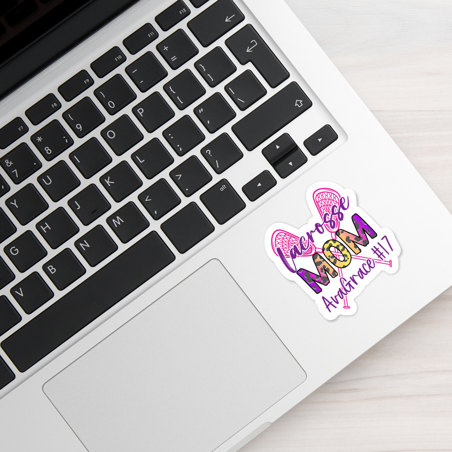 Custom Lacrosse Mom Die Cut Sticker: Personalize with your child's name and jersey