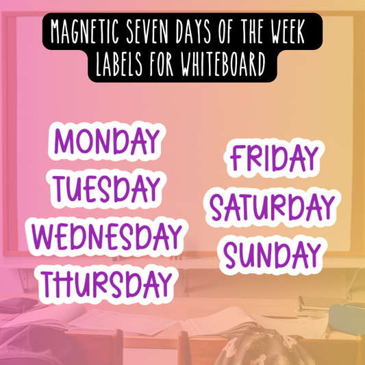 Seven Days of the Week Magnetic Labels with White Background