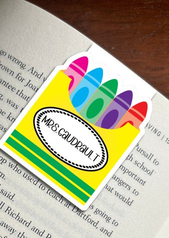 Personalized Crayon Box Magnetic Bookmark