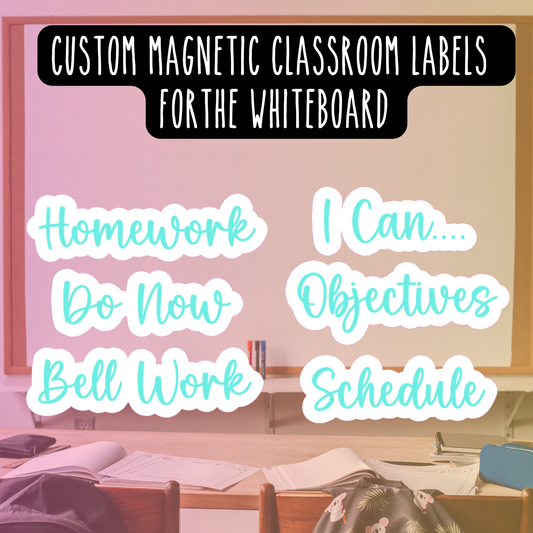 Custom Magnetic Labels (White Background) for Whiteboards (Set of 6)